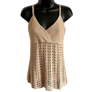 INC Gold Shimmer Crochet Cami - M